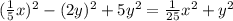 (\frac{1}{5}x)^2-(2y)^2+5y^2 = \frac{1}{25} x^2+y^2