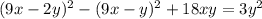 (9x-2y)^2-(9x-y)^2+18xy =3y^2