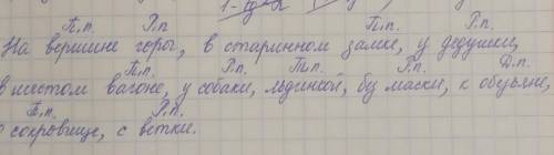 З вариант. Определи падеж существительного.На вершине горы, в старинном замке, у дедушки, в шестомва