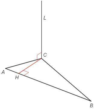 4. Через вершину прямого угла С треугольника ABC проведена прямая L, перпендикулярная его плоскости.