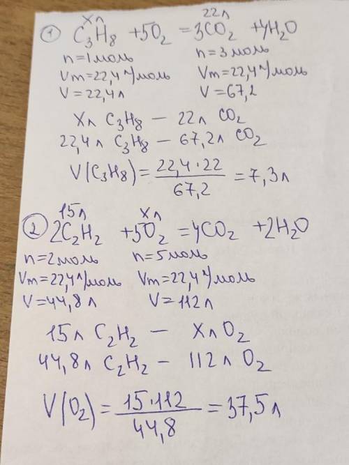 1. Який об'єм пропану потрібно взяти для спалювання, щоб отримати 22 л вуглекислого газу?. 2. Розрах