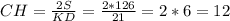 CH=\frac{2S}{KD}=\frac{2*126}{21} =2*6=12