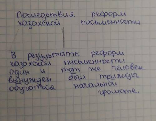 Заполните схему Последствия реформ казахской письменности . Обоснуйте свой ответ . без обмана