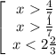 \left[\begin{array}{ccc}x\frac{4}{7} \\x\frac{1}{7} \\x