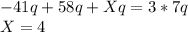 -41 q + 58 q + X q = 3 * 7 q\\X = 4