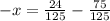 - x = \frac{24}{125} - \frac{75}{125}