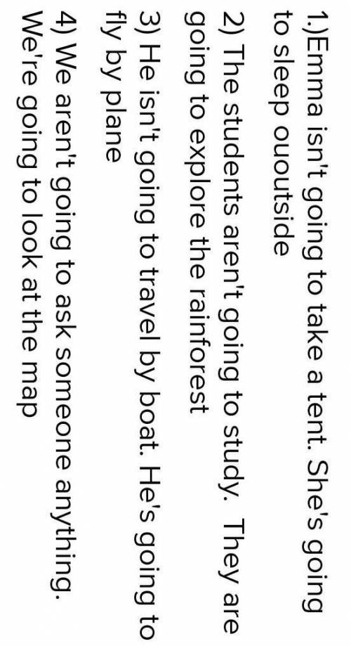 Write affirmative and negative sentences using the correct form of be going to.(not hunt animals / t