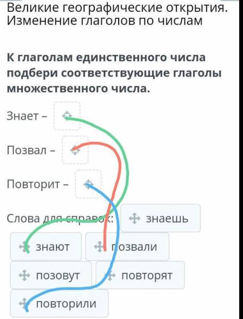 Великие географические открытия. Изменение глаголов по числам К глаголам единственного числа подбери