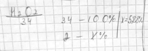 Позначте масову частку гідрогену (%) в гідроген пероксиді Н²О²​