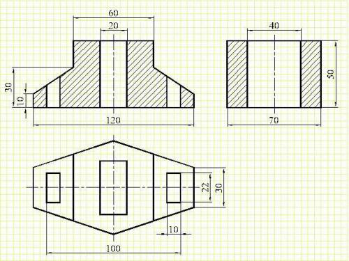 Инженерная графика, нужно сделать в трех видах, простые разрезы