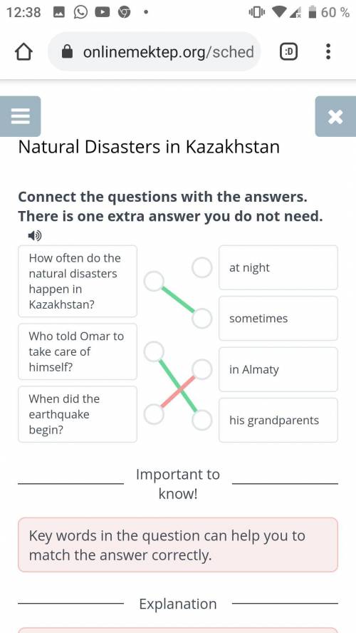 Natural Disasters in Kazakhstan Connect the questions with the answers.There is one extra answer you