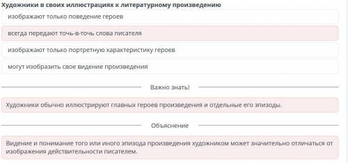 Художники в своих иллюстрациях к литературному произведению всегда передают точь-в-точь слова писате