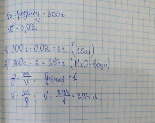 Задача. В якому об’ємі води потрібно розчинити мідний купорос, щоб приготувати 300г розчину в якому