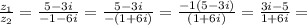 \frac{z_1}{z_2}=\frac{5-3i}{-1-6i}=\frac{5-3i}{-(1+6i)}=\frac{-1(5-3i)}{(1+6i)}=\frac{3i-5}{1+6i}=