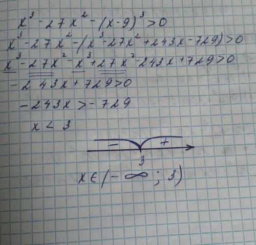 Решите неравенствох^3-27х^2 -(x -9) ^3> 0​