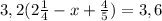 3,2(2\frac{1}{4} -x+\frac{4}{5})=3,6