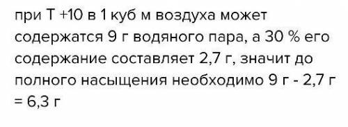 утром температура воздуха упала до +10°C. Сколько грамм воды может содержатся при данной температуре