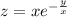 z = x {e}^{ - \frac{y}{x} } \\