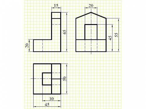 с черчением. задание: Постройте аксонометрическю проекцию в новом положение,и сделать 3 вида новой д