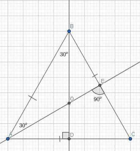 1. В равностороннем треугольнике ABC биссектрисы AE и BD пересекаются в точке О. Найдите угол ВОА.​