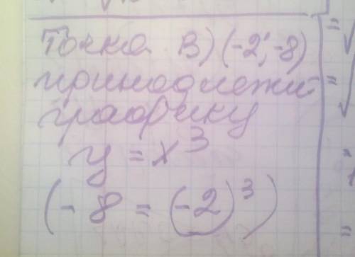 Функції задано формулою у=х³. яка з точок належить графіку функції. А)(-1;3) Б)(1;3) В)(-2;-8) Г)(-2