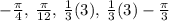 -\frac{\pi}{4}, \: \frac{\pi}{12}, \: \frac{1}{3} \arctg(3), \: \frac{1}{3} \arctg(3) - \frac{\pi}{3}