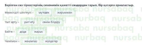 Паралимпиада ойындары Берілген сөз тіркестерінің синонимін қажетті сөздерден тауып, бір қатарға орна