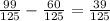 \frac{99}{125} -\frac{60}{125} =\frac{39}{125}