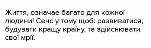 Написати свою думку в чому полягає сенс життя людини? 10 речень