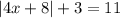 |4x + 8| + 3 = 11