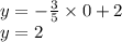 y = - \frac{3}{5} \times 0 + 2 \\ y = 2