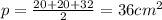 p=\frac{20+20+32}{2}=36cm^2