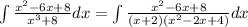 \int\limits \frac{ {x}^{2} - 6x + 8 }{ {x}^{3} + 8 } dx = \int\limits \frac{ {x}^{2} - 6x + 8 }{(x + 2)( {x}^{2} - 2x + 4)} dx \\