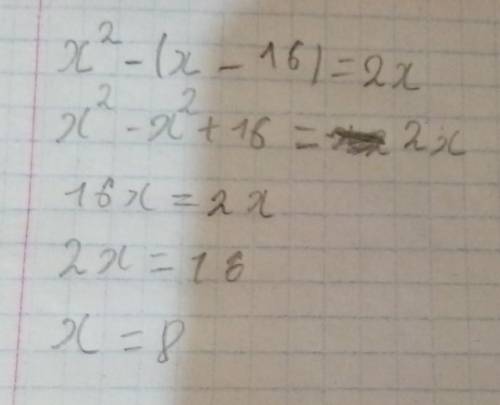 Решение задачи № 1 Решите уравнение: х ^ 2 - (х - 4) (х + 4) = 2х. ​