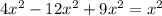 4x^2-12x^2+9x^2=x^2