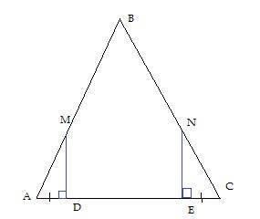 В равнобедренном треугольнике АВС точки D и E взяты на основании АС,так что АD=СE. Из точек D и E к