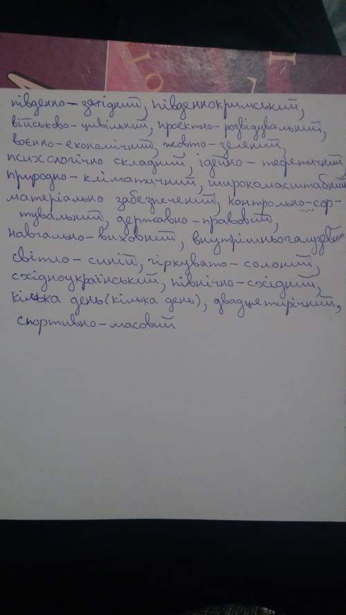 Від поданих слів утворіть складні прикметники, напишіть їх групами за особливостями правопису – разо