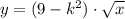 y=(9-k^2)\cdot \sqrt{x}