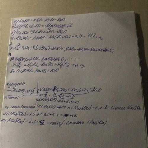 химия 8 класс 1. закончить уравнения реакций и назвать продукты реакций a)?+? =NaCl+? б) MgCl2+? =