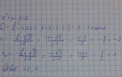 Знайти корені рівнянняX2+Х-2=0​