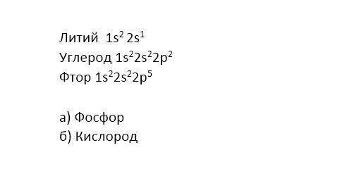 Составьте электронные конфигурации лития, углерода, фтора. Назовите элементы, атомы которых имеют эл