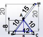 Пряма AM до ( ∆ ABC) _ рівнобедреного AB = AC = 10 см, BC = 12 см, Знайти відстань від точки М до ст