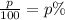 \frac{p}{100} = p\%