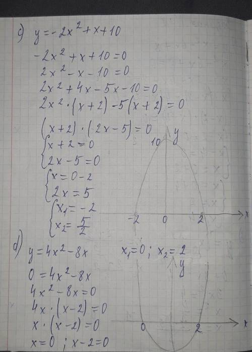 Найдите координаты вершины параболы: 1) а) y=2(x-4)^2+5 b) y=(x+7)^2-9 c) y=-x^2+12 d) y=-6(x-1)^22)