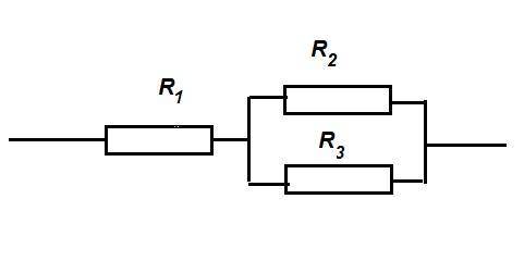 Первый резистор с сопротивлением R1 = 3 Ом подключен последовательно к двум резисторам, соединенным