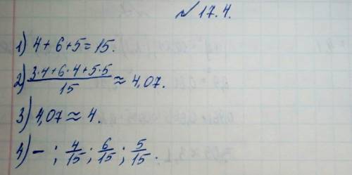 17.4. Ученик по алгебре за ІІІ четверть получил оценки, представлен- ные в таблице 28.Оценка:2, 3,4,