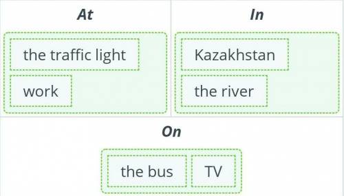 Disney world Read the words and phrases. Then read the prepositions. Choose the box with the preposi