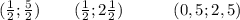 (\frac{1}{2};\frac{5}{2}) \ \ \ \ \ \ (\frac{1}{2}; 2\frac{1}{2}) \ \ \ \ \ \ \ \ \ (0,5;2,5)