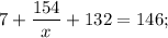 7+\dfrac{154}{x}+132=146;