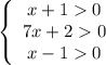 \displaystyle \left \{ \begin{array}{ccc}x+10\\7x+20\\x-10\end{array}